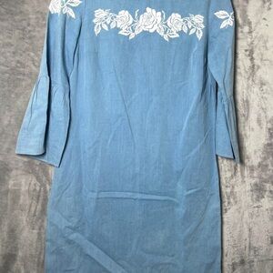 Blue Floral Embroidered Dress